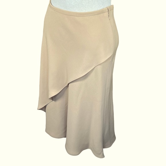Lauren Ralph Lauren Crepe Tan Ruffle Front Faux Wrap Midi Skirt Oversize… - Picture 2 of 9